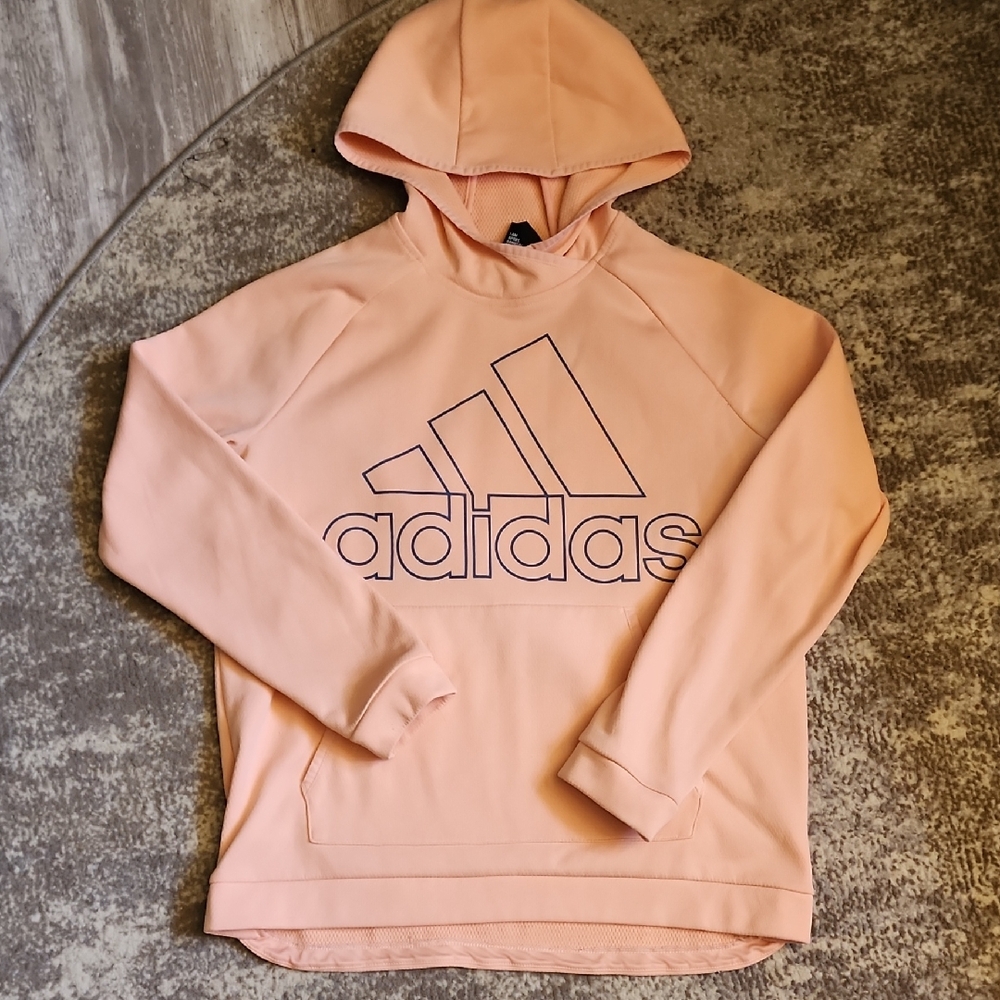 adidas Peach Pullover Hoodie with Navy Logo